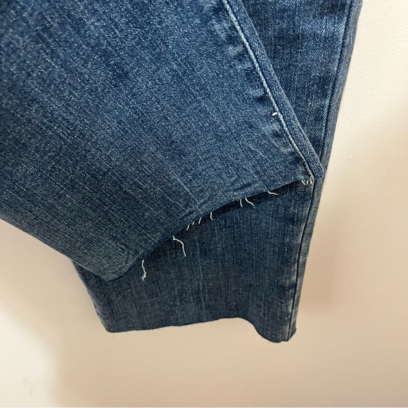 Express High Waisted Dark Wash FlexX Raw Hem Straight Ankle Jeans NWT Size Large - Picture 5 of 13